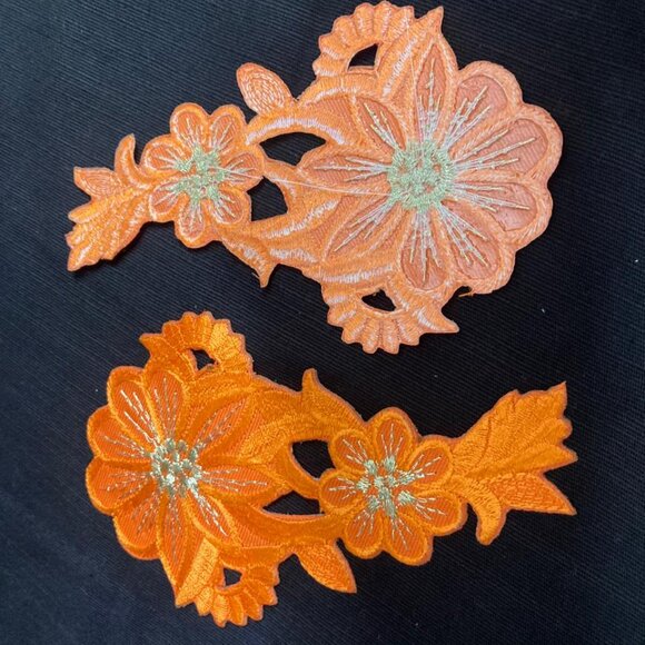 Girls Fabric Iron On Patches For Clothes Orange Patches Embroidery Flower - Picture 6 of 9